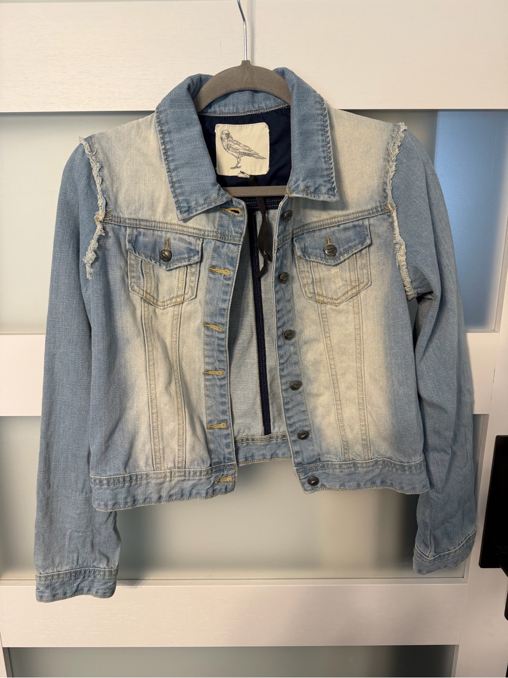 White Crow Light Blue Distressed Denim Jacket